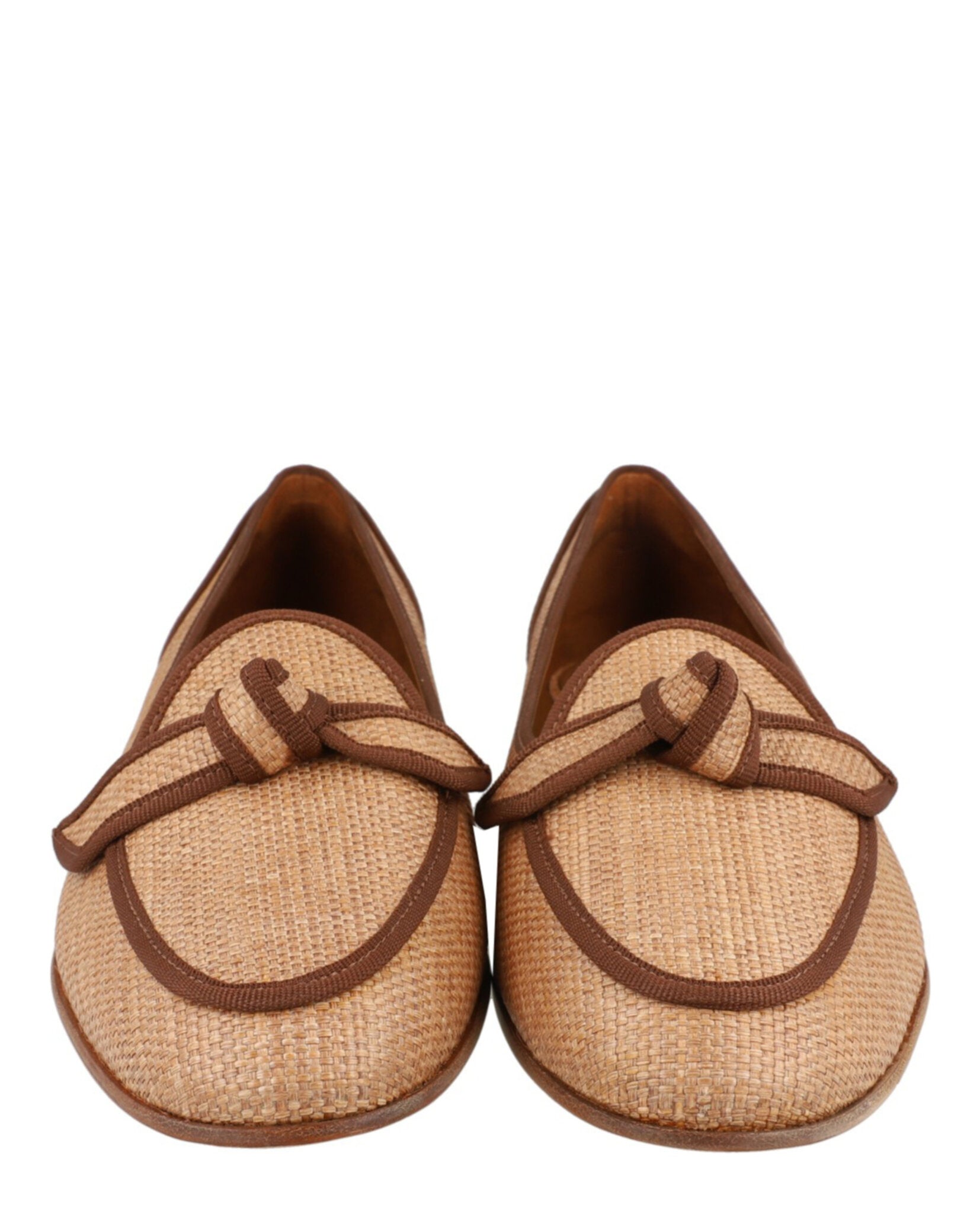Alexandre Birman Womens Grosgrain-Trim Raffia Loafers
