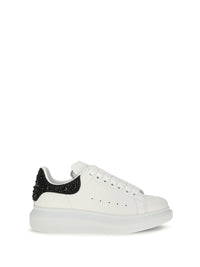 Alexander Mcqueen Women Oversized Sneakers With Suede Heel And Crystal Details
