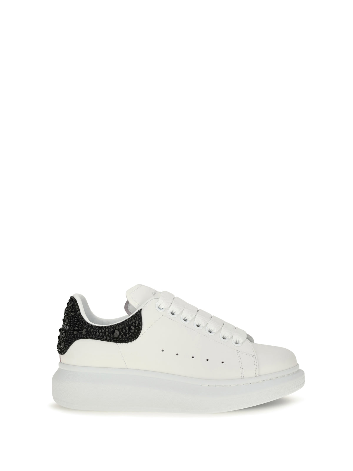 Alexander Mcqueen Women Oversized Sneakers With Suede Heel And Crystal Details