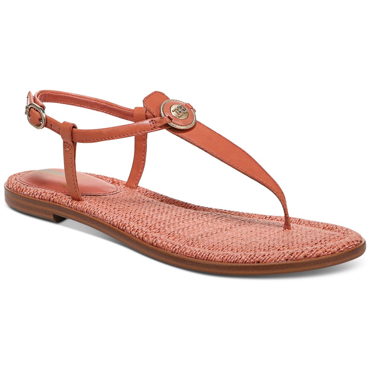 GIGI SIGNET Womens Faux Leather Casual Thong Sandals 8 Medium Pink Leather
