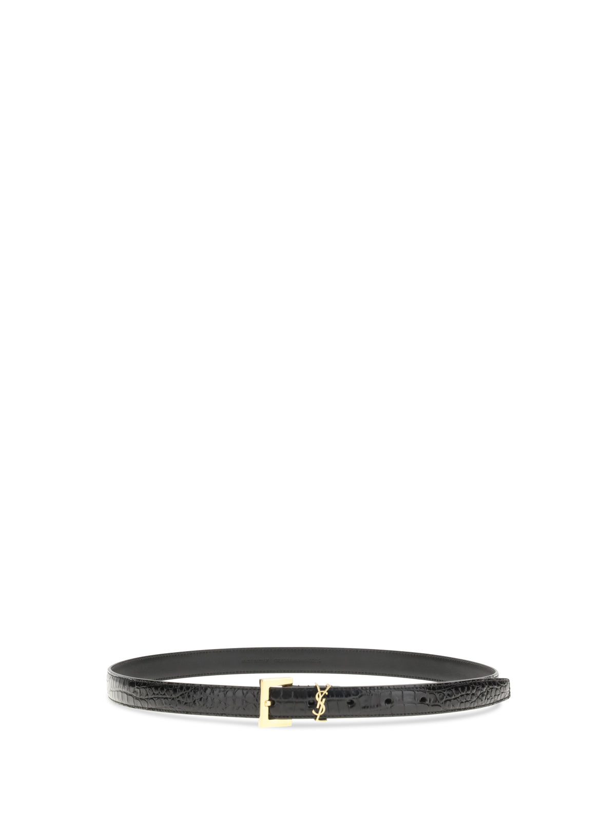 Saint Laurent Women Crocodile-Effect Cassandre Belt