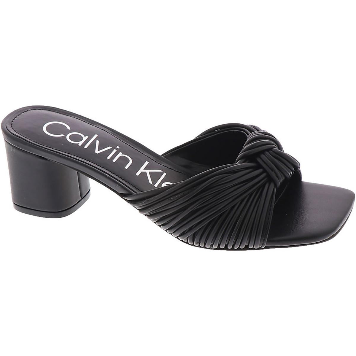Beanca Womens Faux Leather Slip-On Strappy Sandals