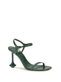 Loewe Women Toy Crocodile-Embossed Leather Sandals
