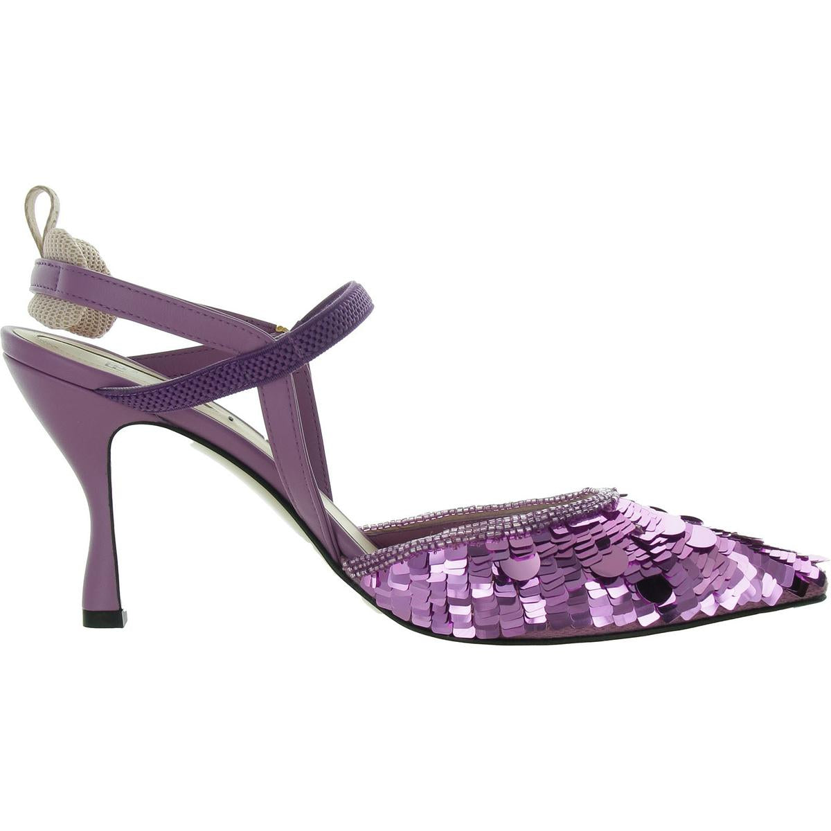 Womens Faux Leather Embellished Slingback Heels