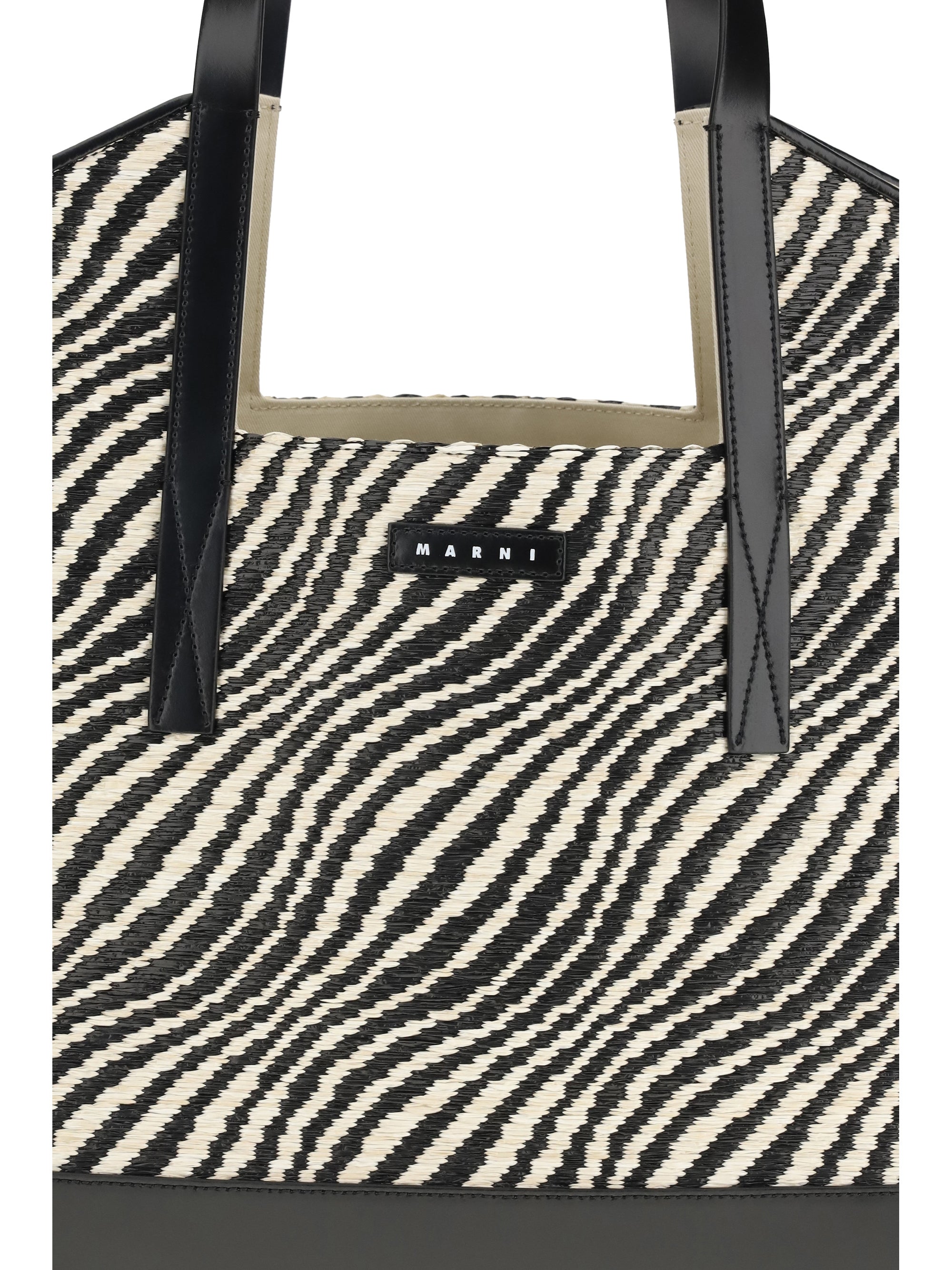 MARNI Marni Women Raffia Effect Fabric Tote Bag