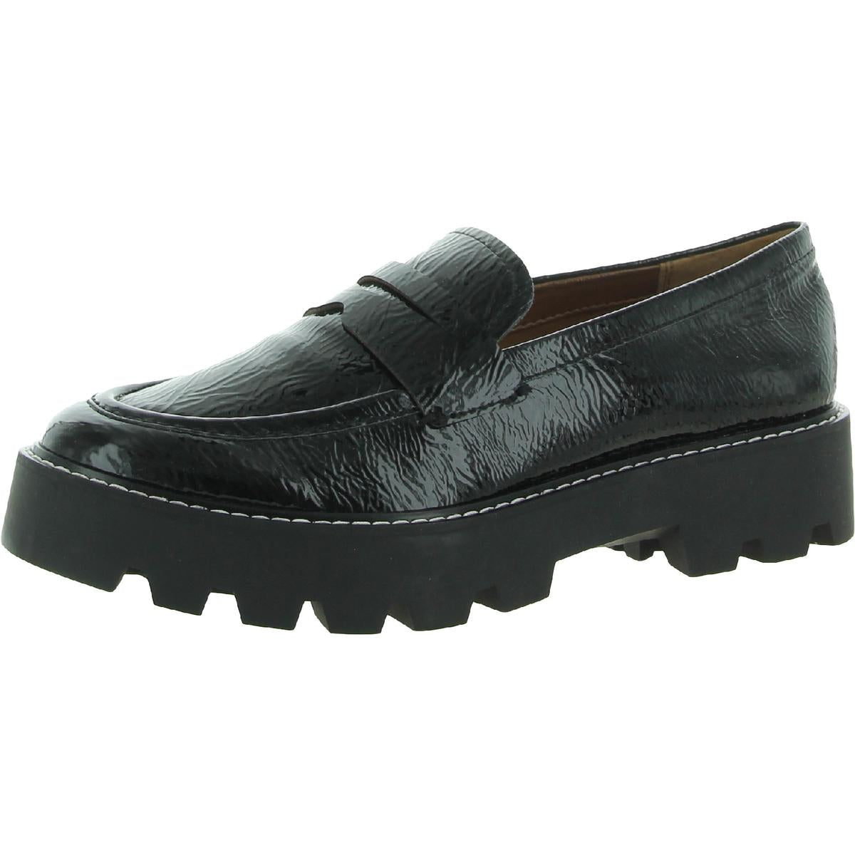 Balin Womens Padded Insole Loafers 9 Wide Black Faux Patent