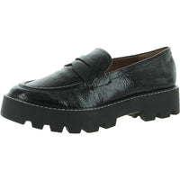 Balin Womens Padded Insole Loafers 9 Wide Black Faux Patent