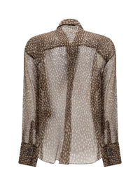 Brunello Cucinelli Women Dapple Silk Organza Shirt With Neck Tie