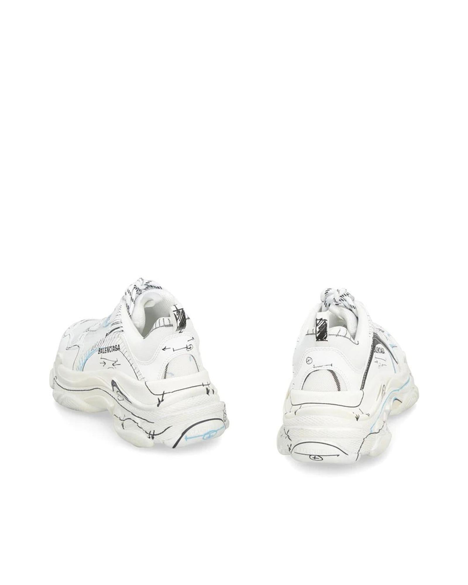 Balenciaga Triple S Sneakers Graphic Print Men White