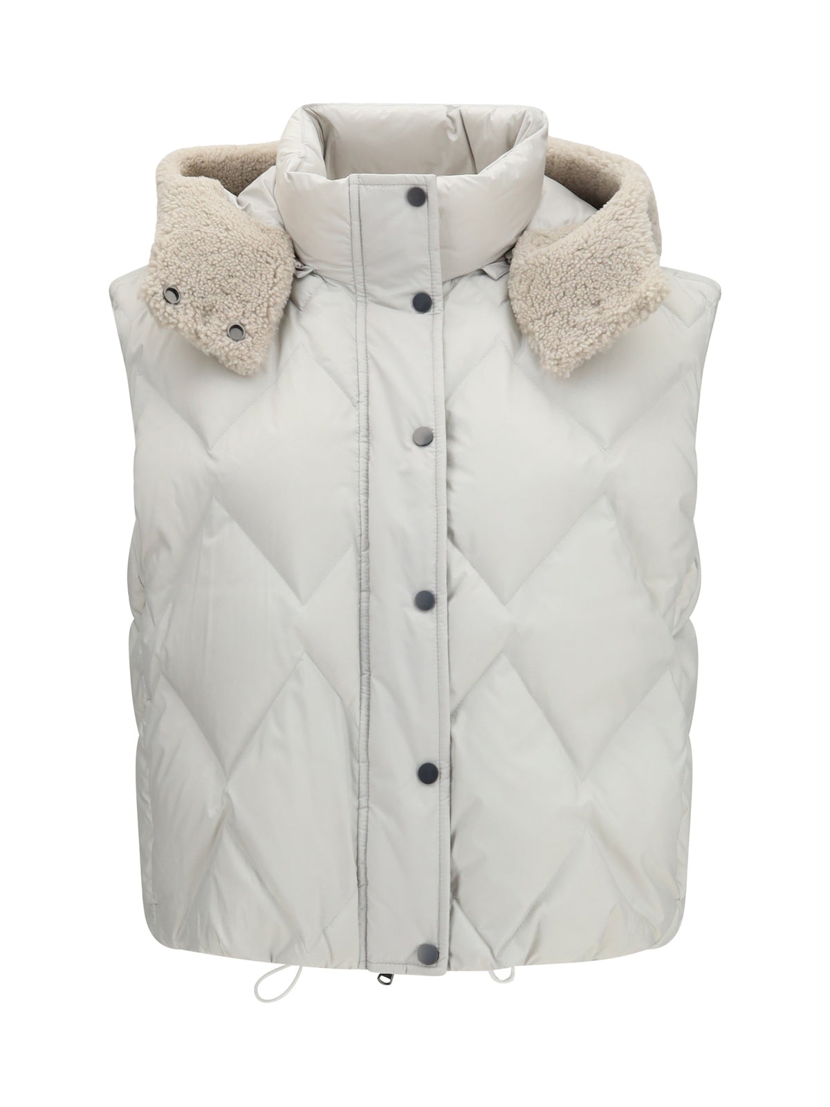 Brunello Cucinelli Women Padded Vest With Shearling Hood