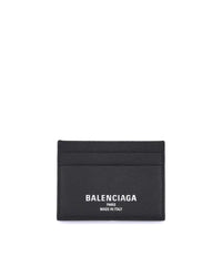 Balenciaga Leather Card Holder Men Black Wallets Black