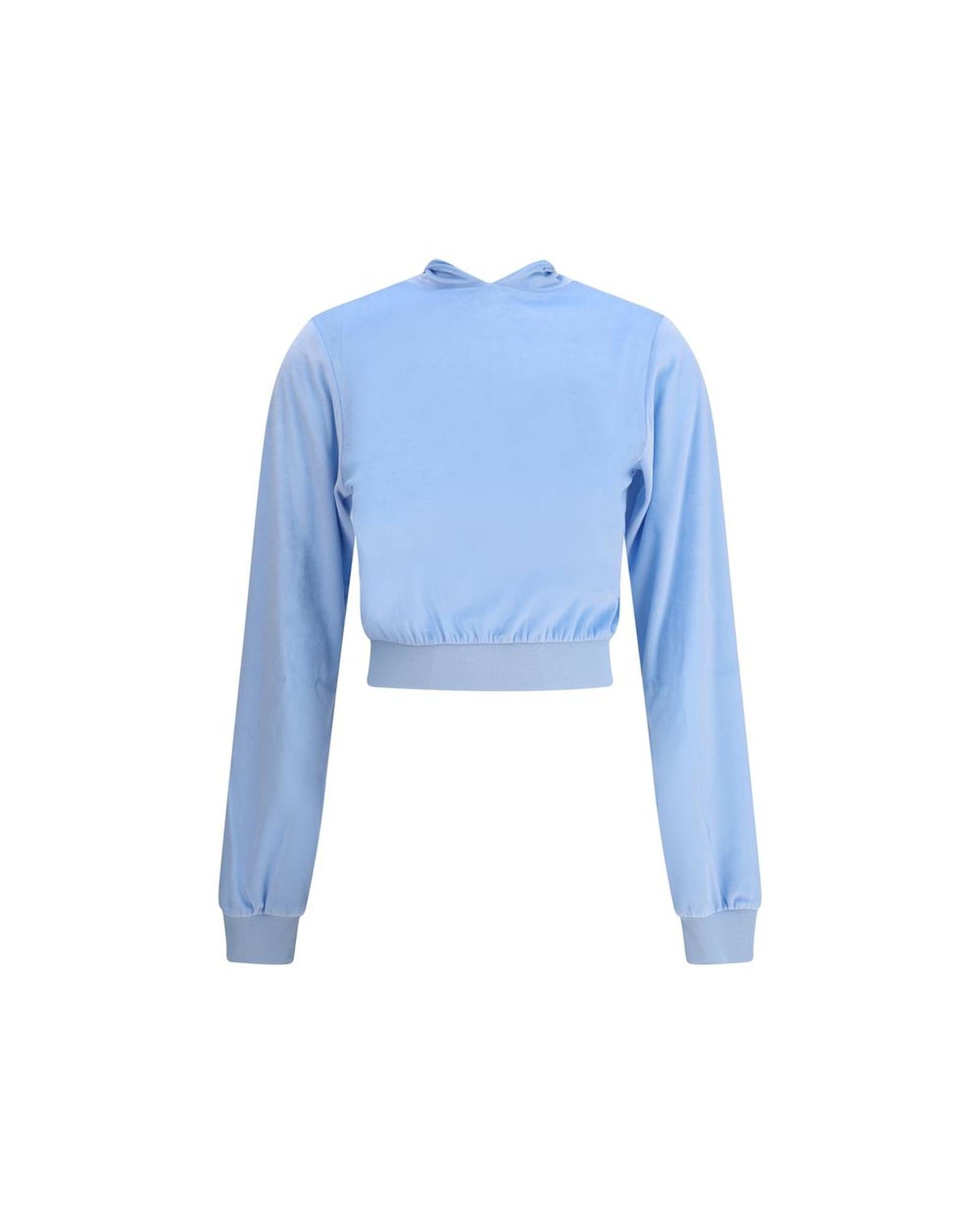 Balenciaga Velvet Long Sleeve Top Women Light Blue Clothing