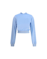 Balenciaga Velvet Long Sleeve Top Women Light Blue Clothing