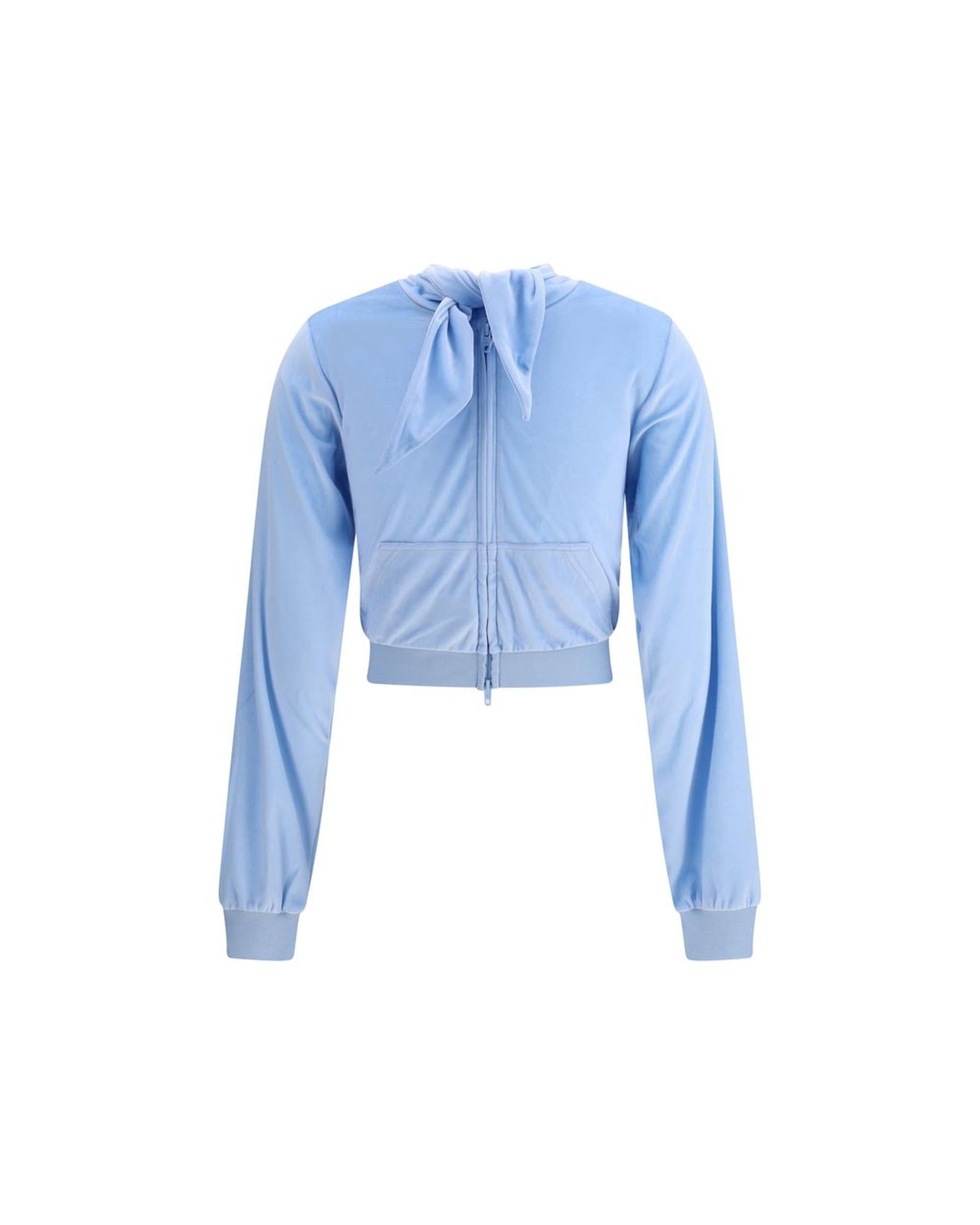 Balenciaga Velvet Long Sleeve Top Women Light Blue Clothing
