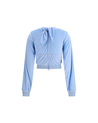 Balenciaga Velvet Long Sleeve Top Women Light Blue Clothing