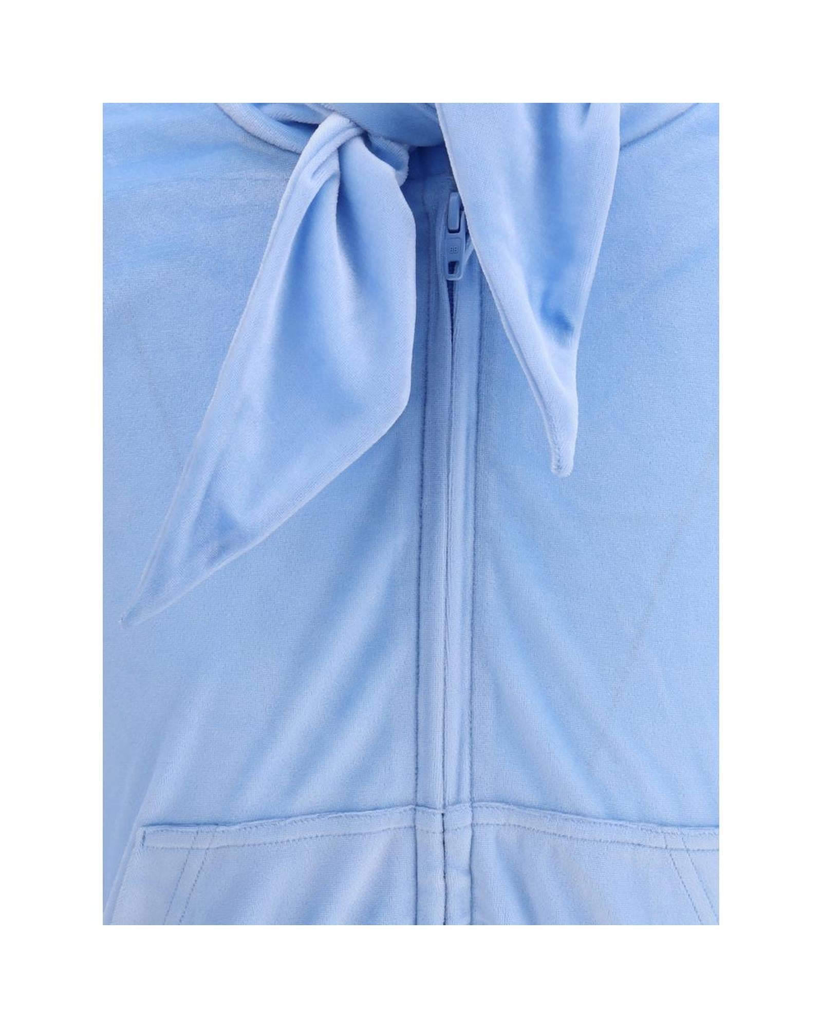 Balenciaga Velvet Long Sleeve Top Women Light Blue Clothing