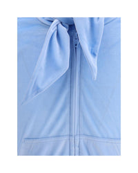 Balenciaga Velvet Long Sleeve Top Women Light Blue Clothing
