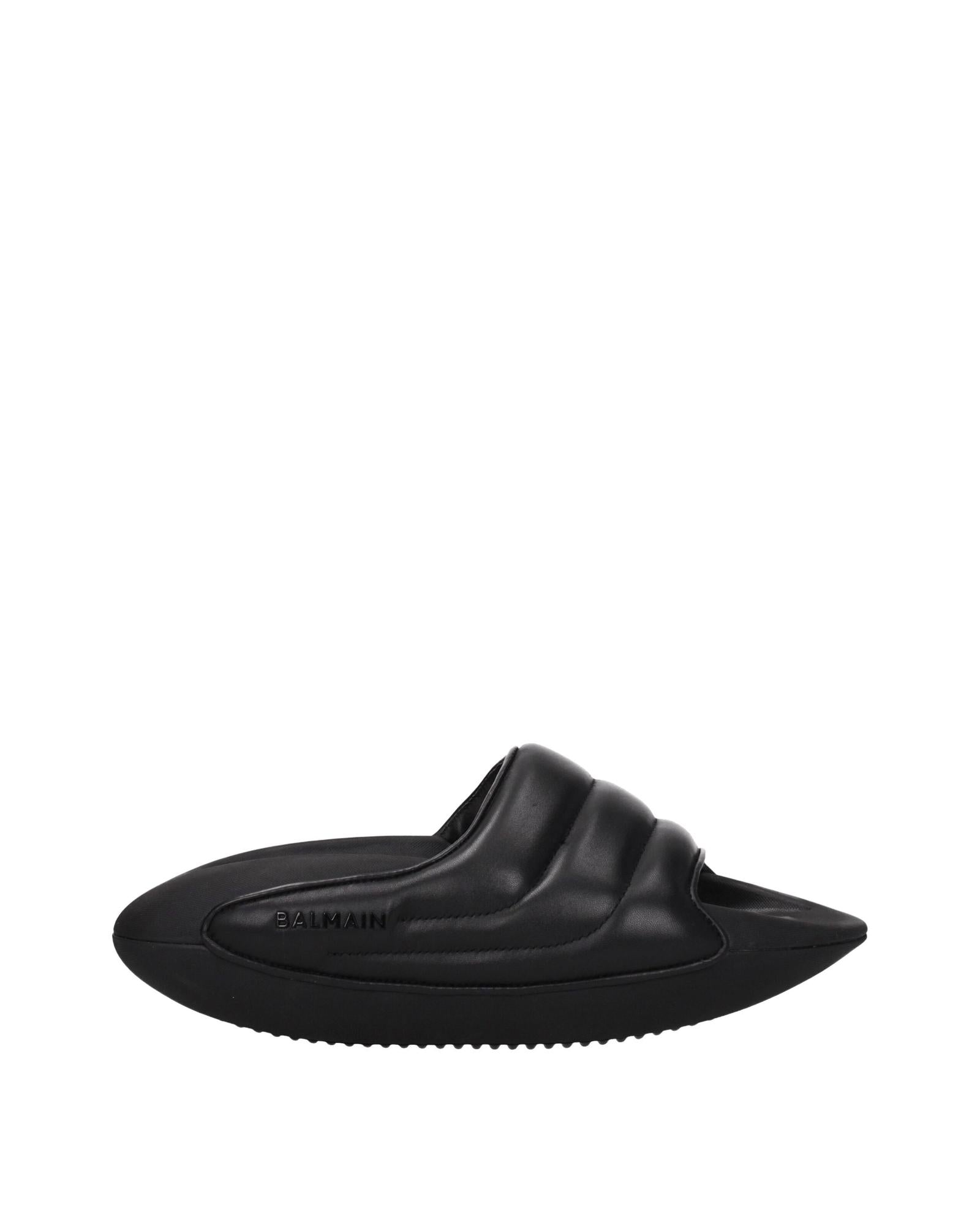 Balmain Quilted Sandals SlipOn Men Black
