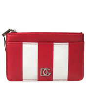 Dolce & Gabbana Striped Leather Card Holder Wallet with Logo Detail