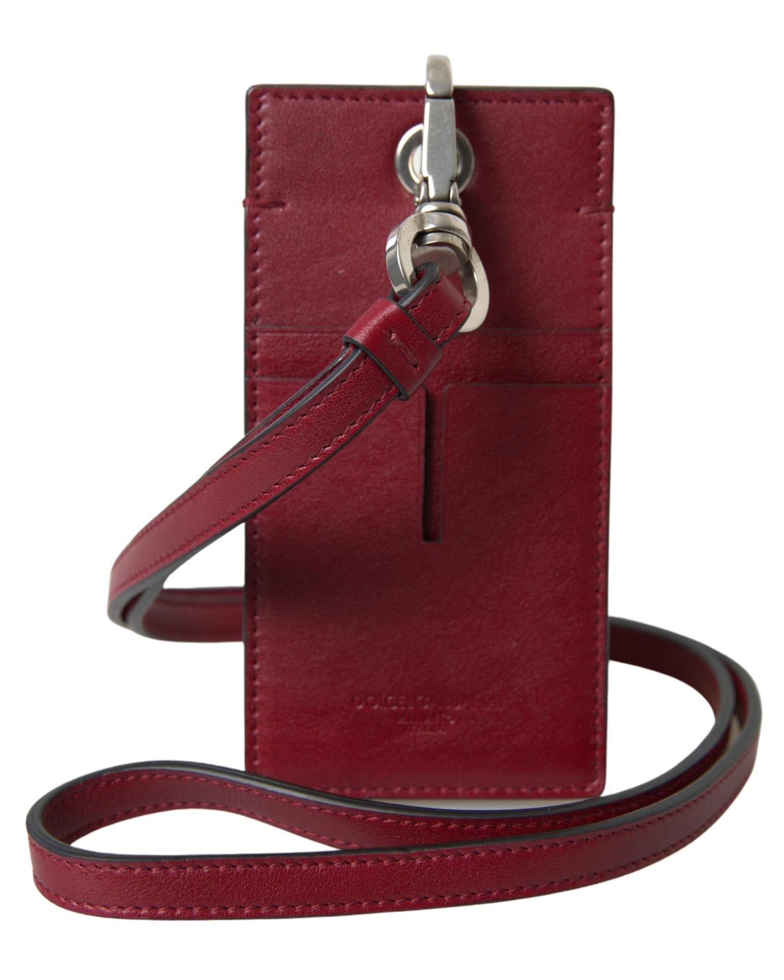 Dolce & Gabbana  Leather Card Holder with Strap - Red
