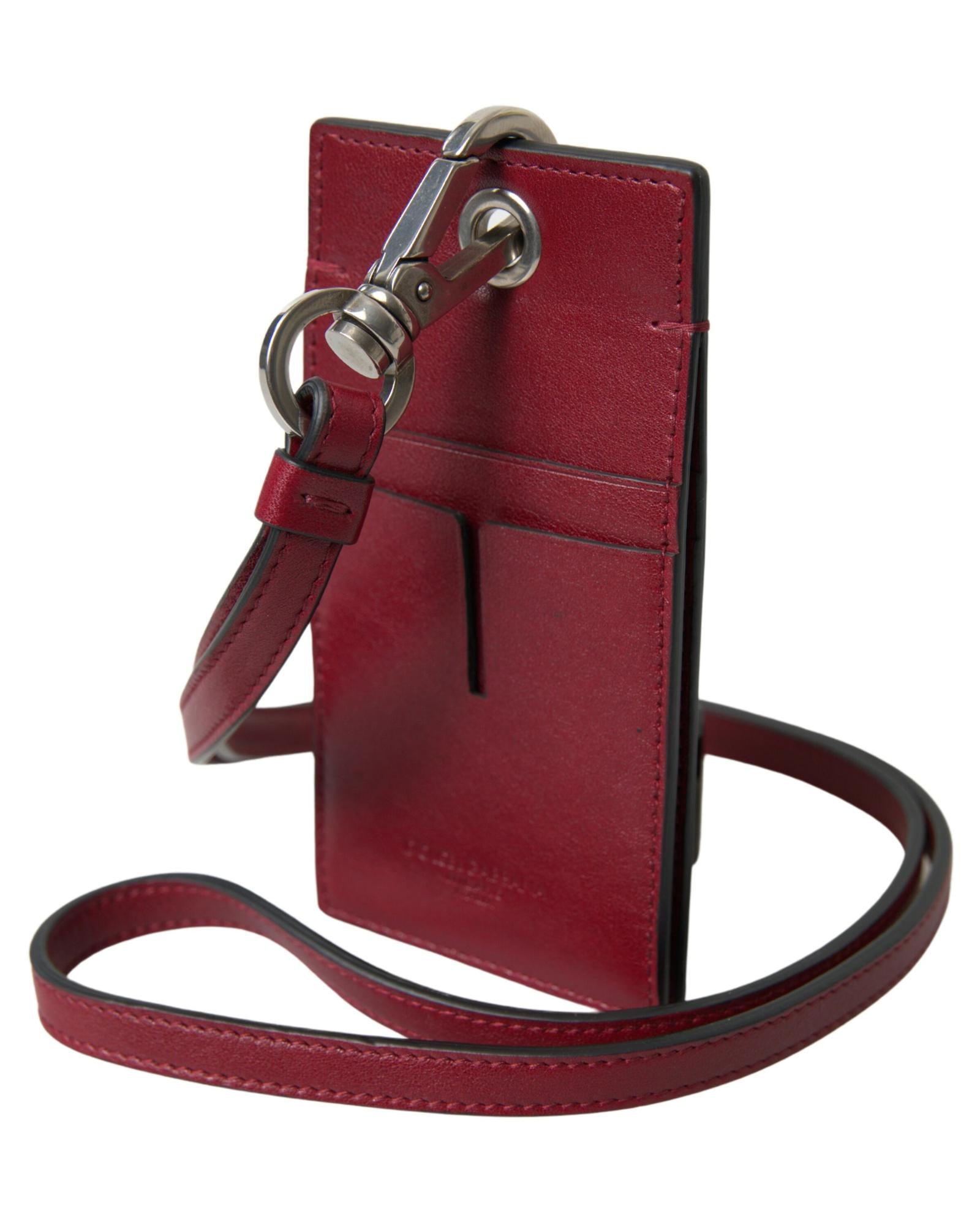 Dolce & Gabbana  Leather Card Holder with Strap - Red