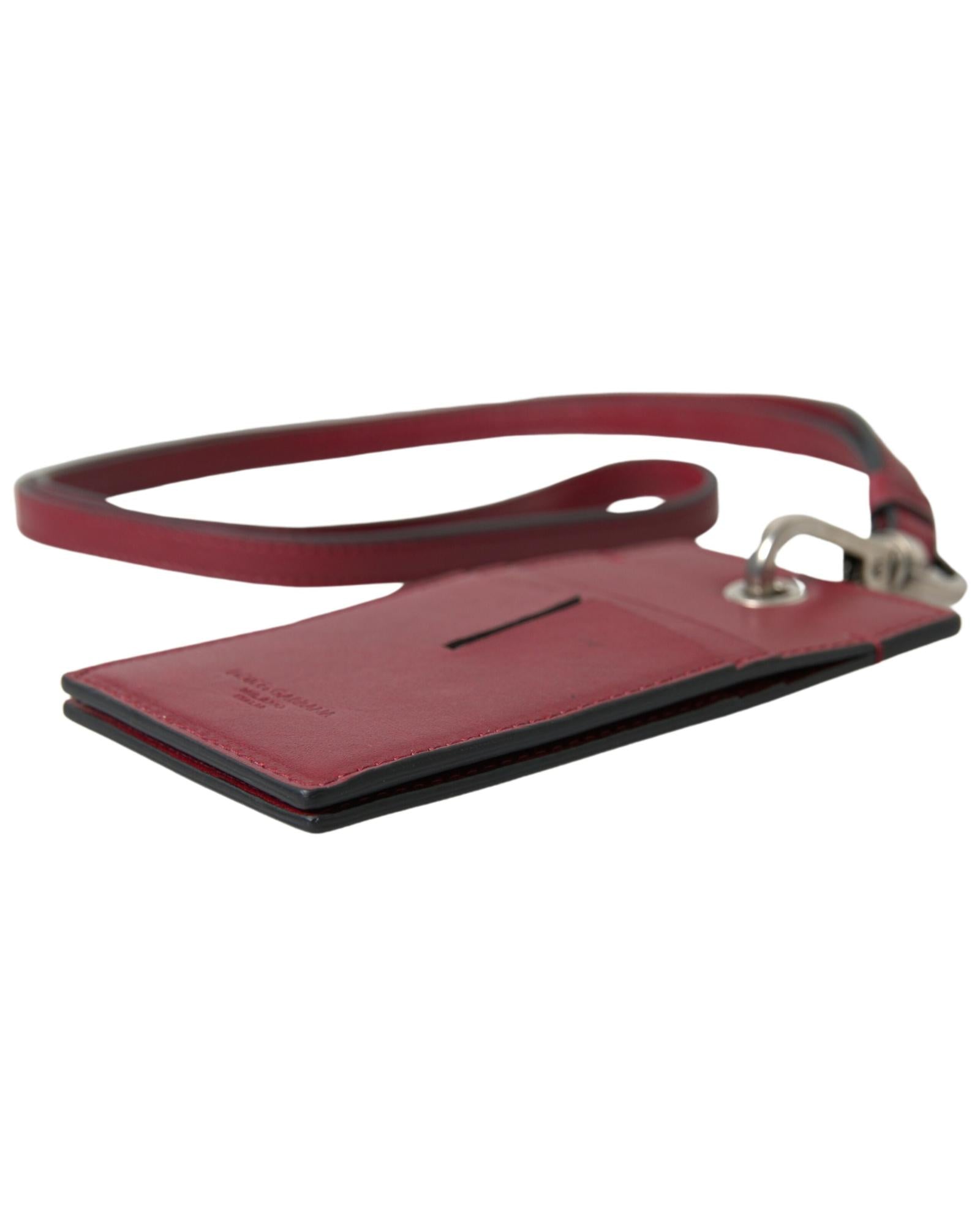 Dolce & Gabbana  Leather Card Holder with Strap - Red