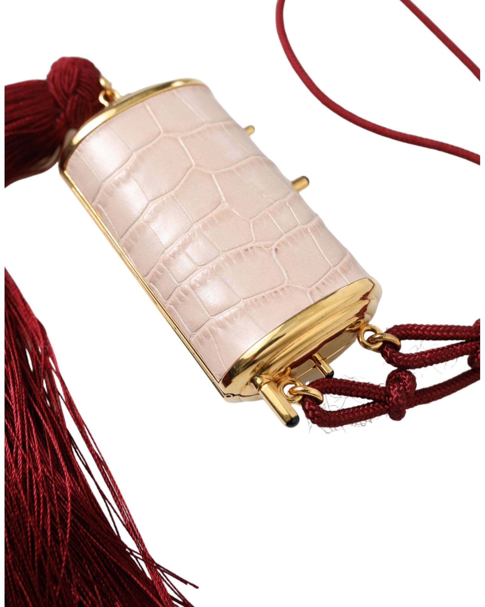 Dolce & Gabbana Exotic Leather Mini Mirror Tassel Makeup Bag