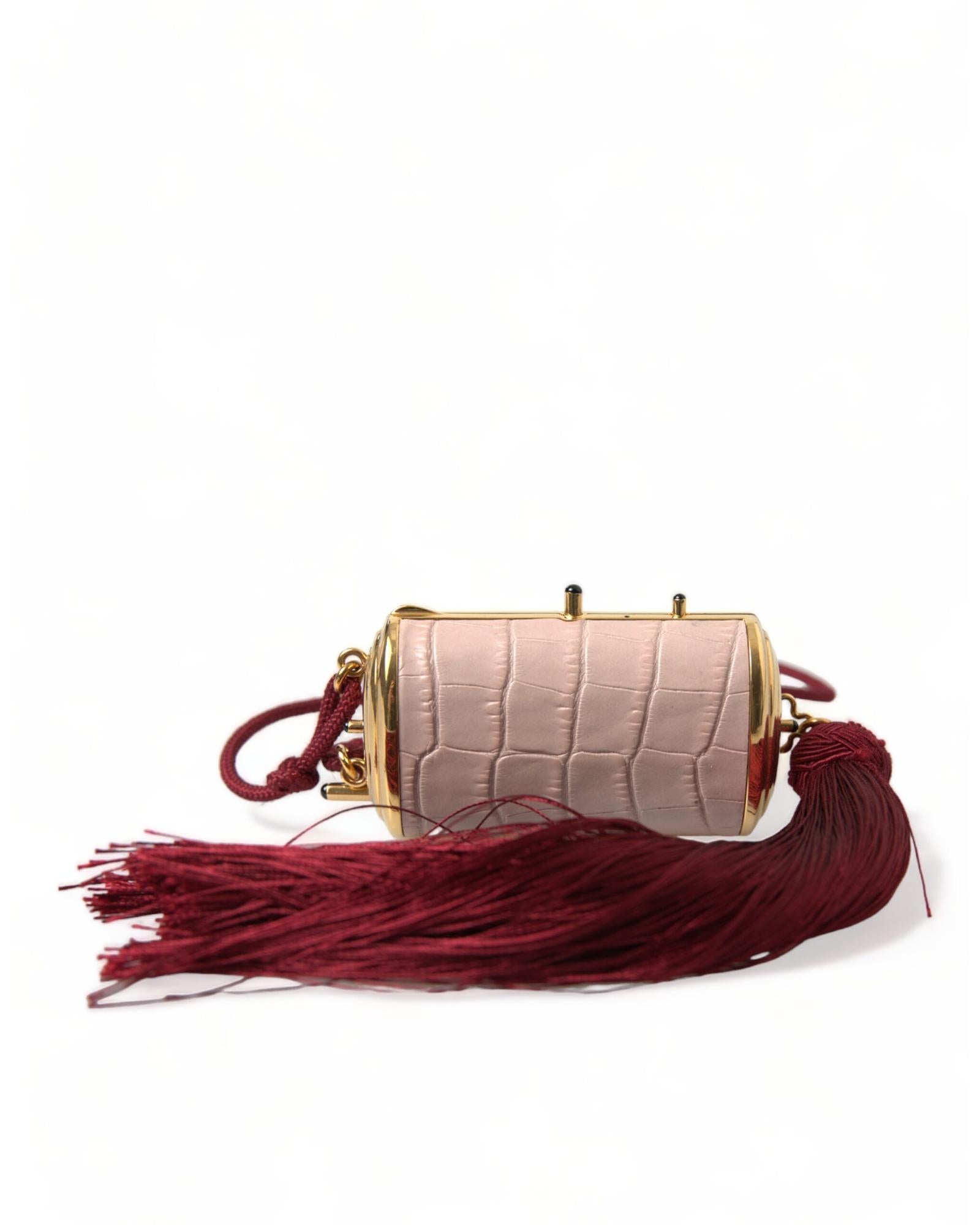 Dolce & Gabbana Exotic Leather Mini Mirror Tassel Makeup Bag