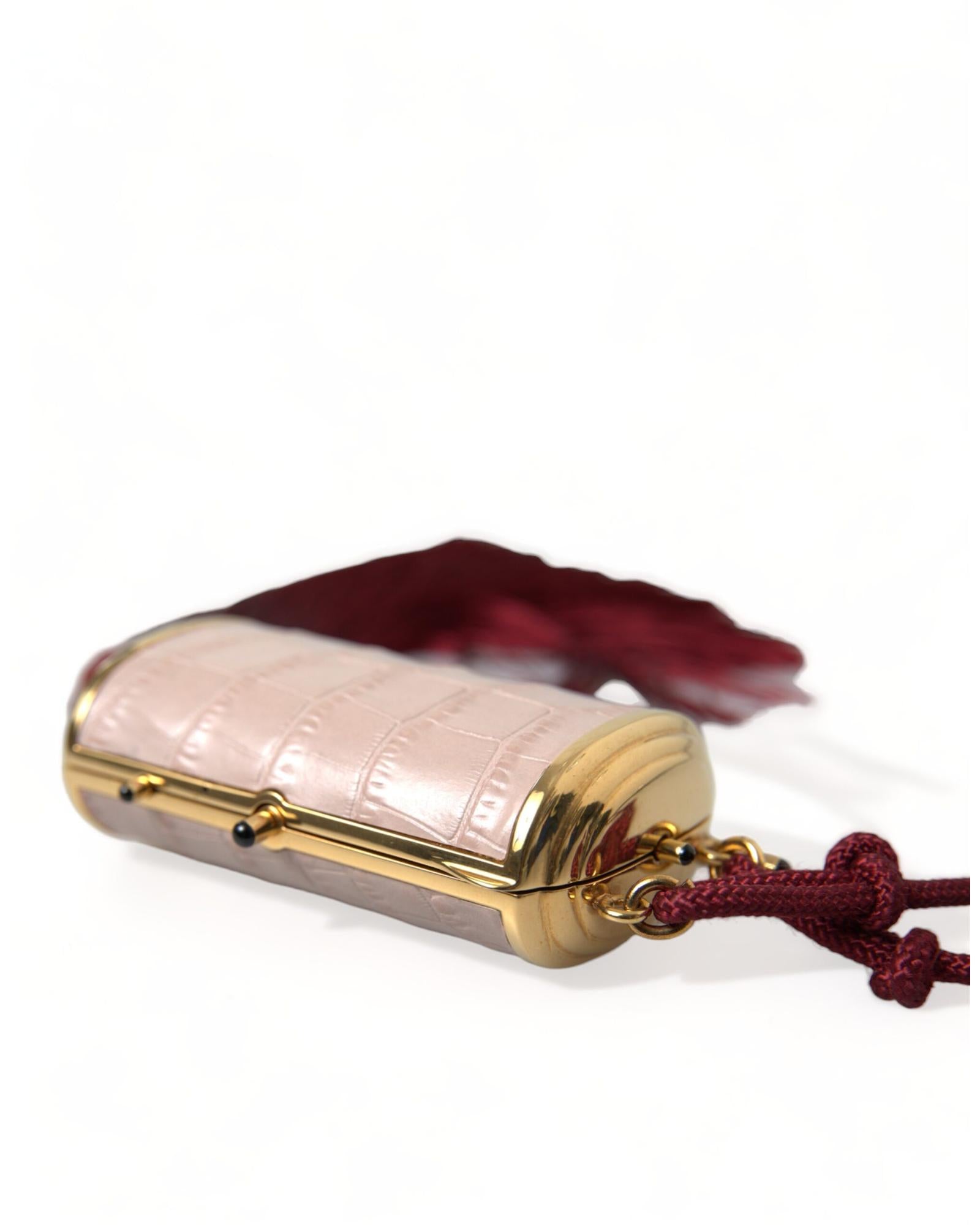 Dolce & Gabbana Exotic Leather Mini Mirror Tassel Makeup Bag