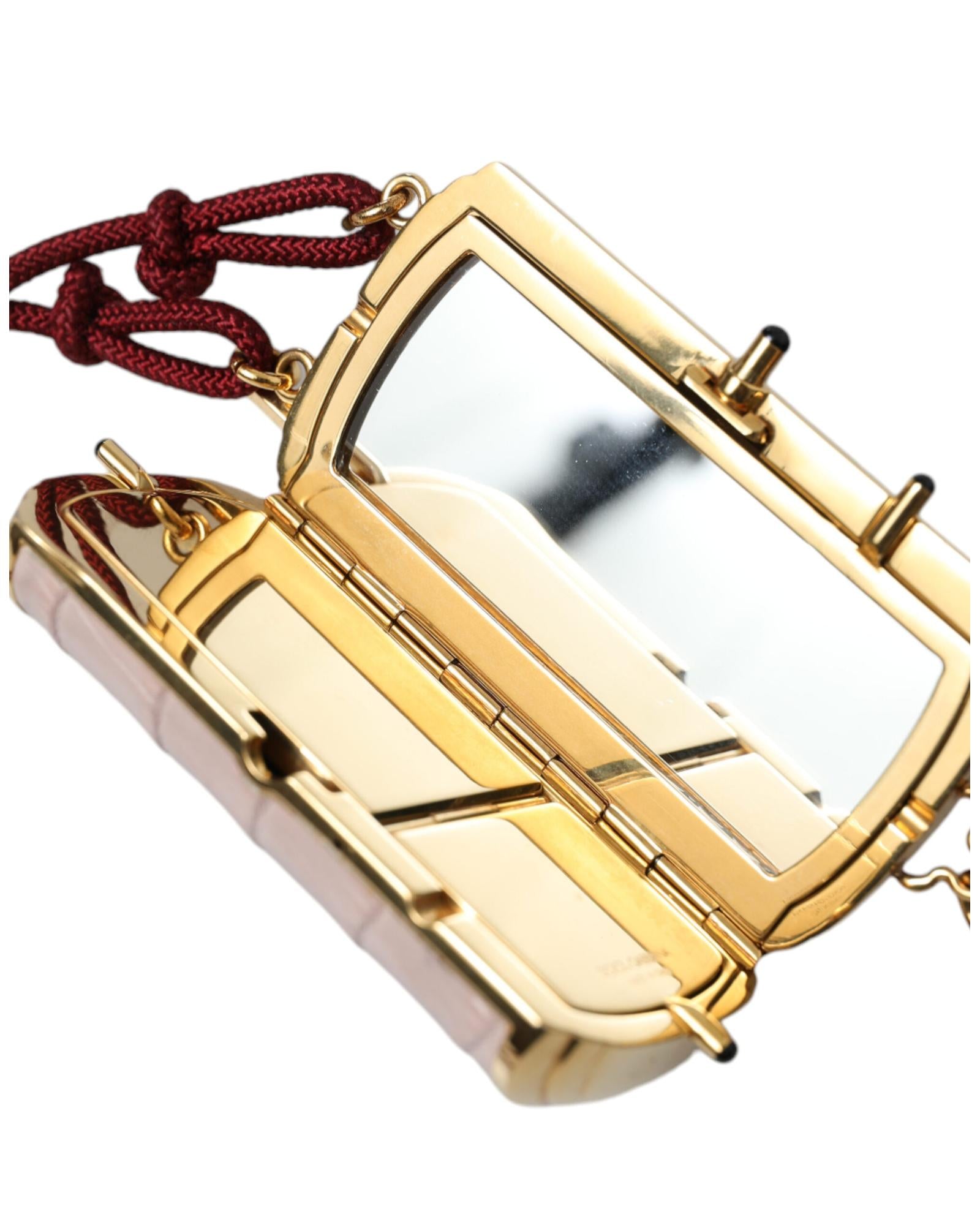 Dolce & Gabbana Exotic Leather Mini Mirror Tassel Makeup Bag