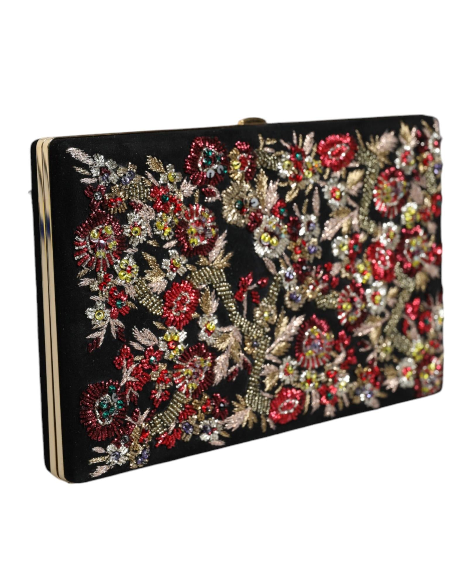 【VIP価格】DOLCE & GABBANA Floral Gold Clutch Bag Dolce & Gabbana Floral Gold Frame Clutch Evening Purse with