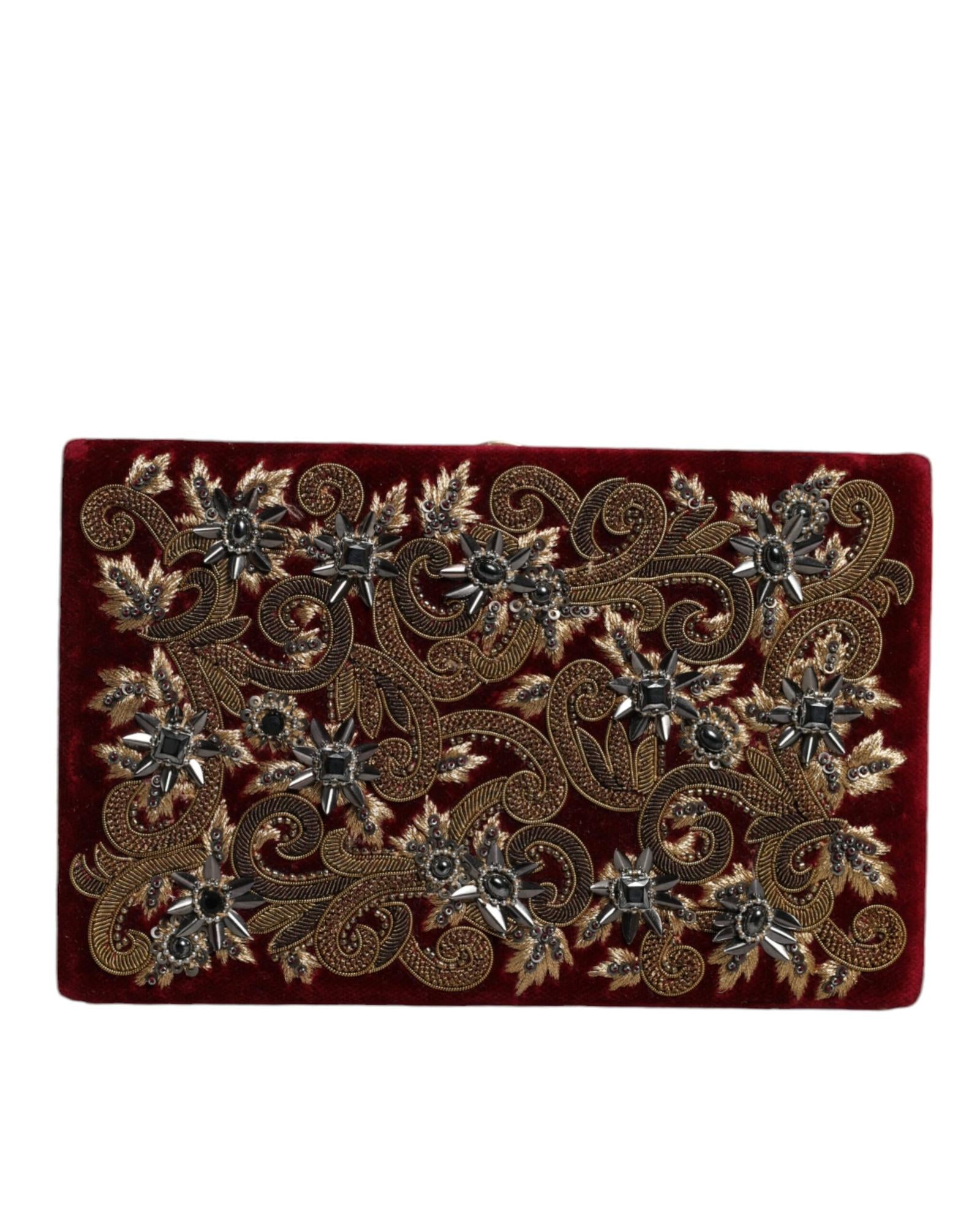 Dolce & Gabbana Velvet Clutch with Gold Frame and Baroque