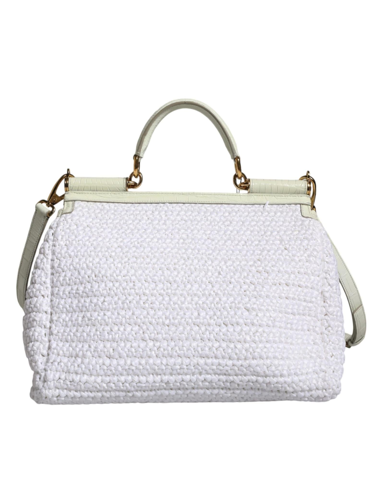 Dolce & Gabbana Raffia Leather Crossbody Bag with Gold-Tone Hardware