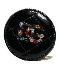 Dolce & Gabbana Compact Mirror Crystal Embellishment Women Black Wallets & Pouches ONE SIZE Black