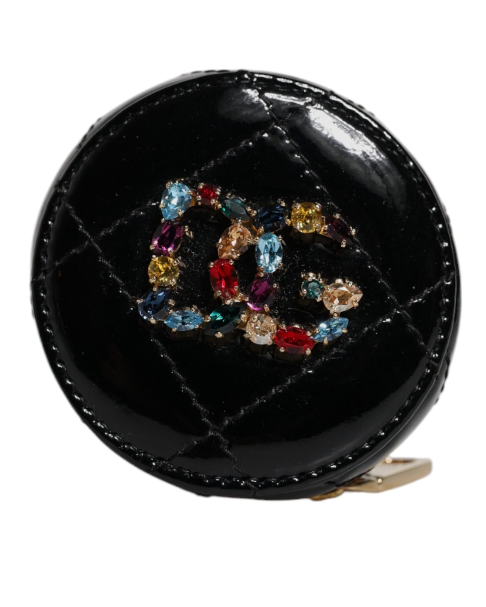 Dolce & Gabbana Compact Mirror Crystal Embellishment Women Black Wallets & Pouches