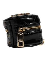 Dolce & Gabbana Compact Mirror Crystal Embellishment Women Black Wallets & Pouches