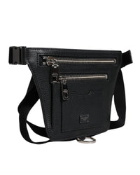 Dolce & Gabbana Leather Belt Bag with Multiple Compartments Black