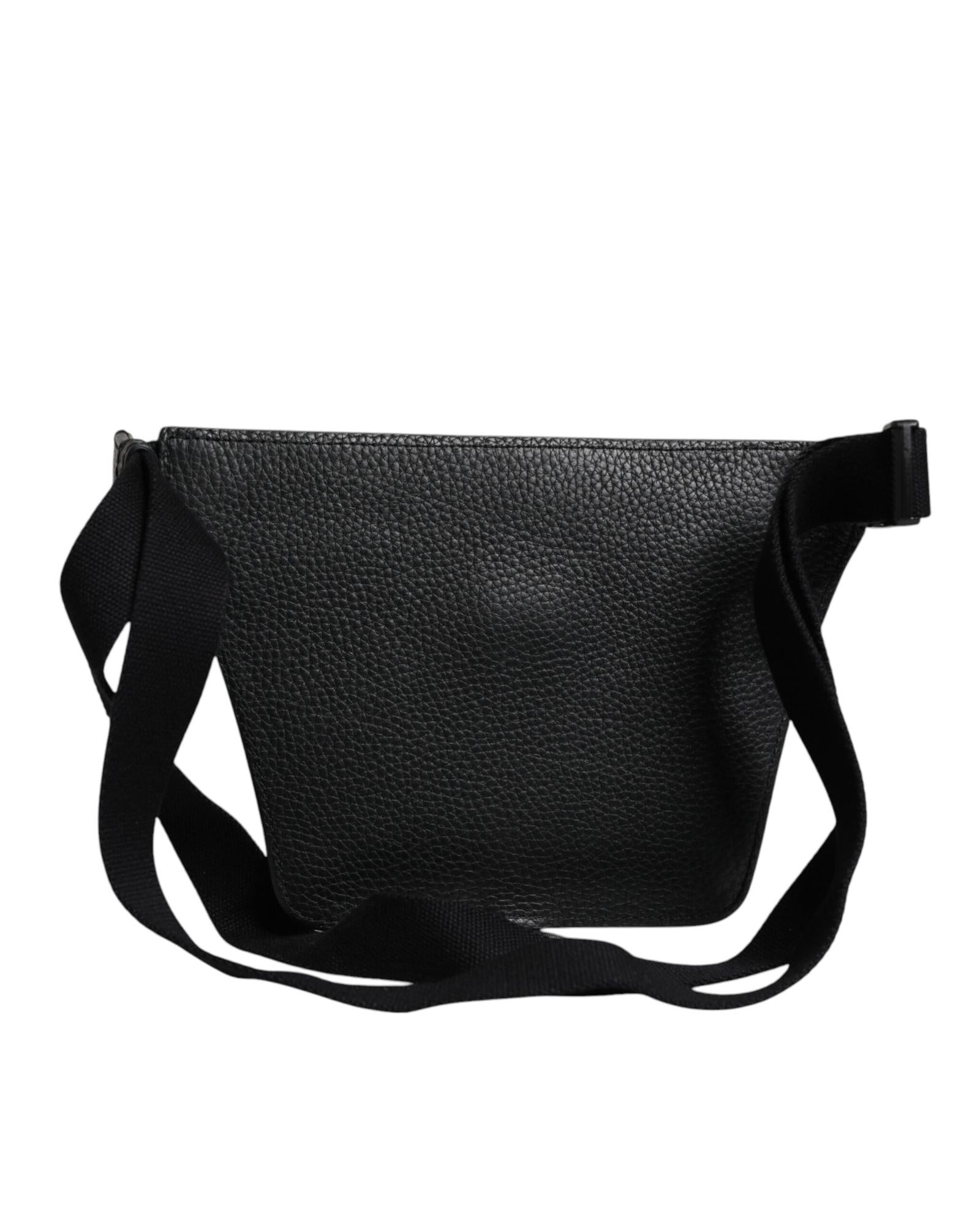 Dolce & Gabbana Leather Belt Bag with Multiple Compartments Black