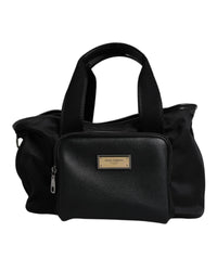 Dolce & Gabbana Nylon Leather Tote Handbag Men Black Bags
