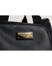 Dolce & Gabbana Nylon Leather Tote Handbag Men Black Bags