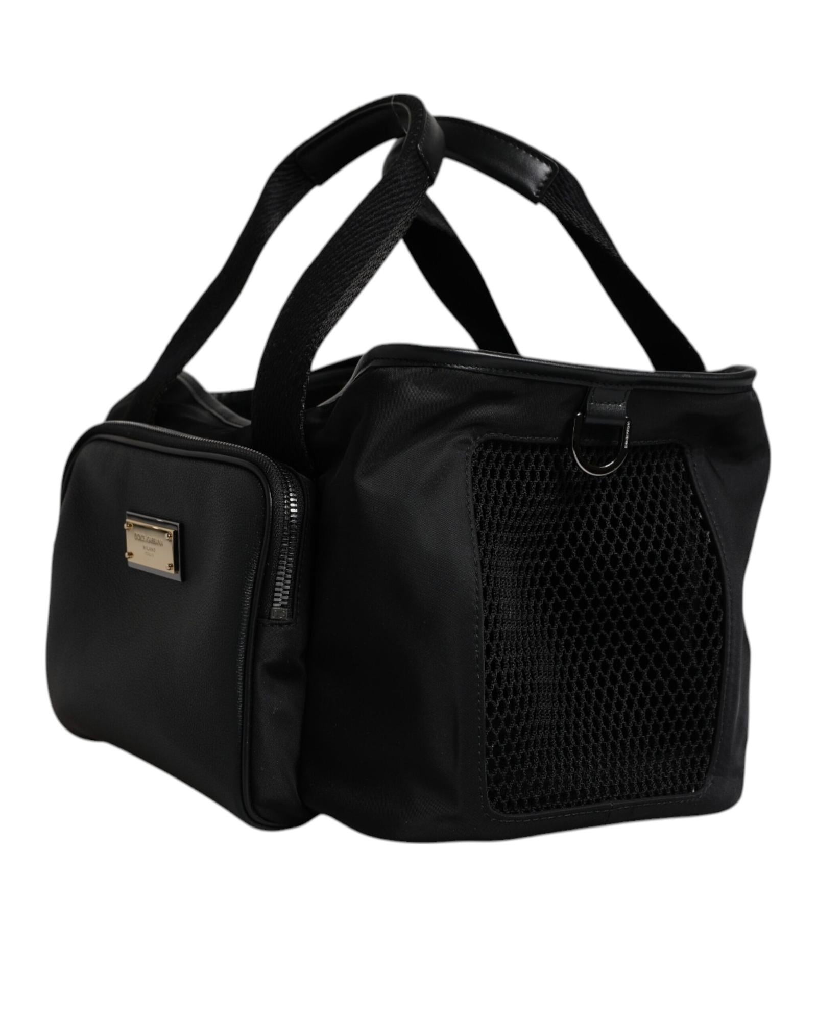 Dolce & Gabbana Nylon Leather Tote Handbag Men Black Bags