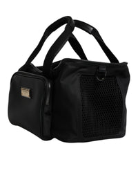Dolce & Gabbana Nylon Leather Tote Handbag Men Black Bags