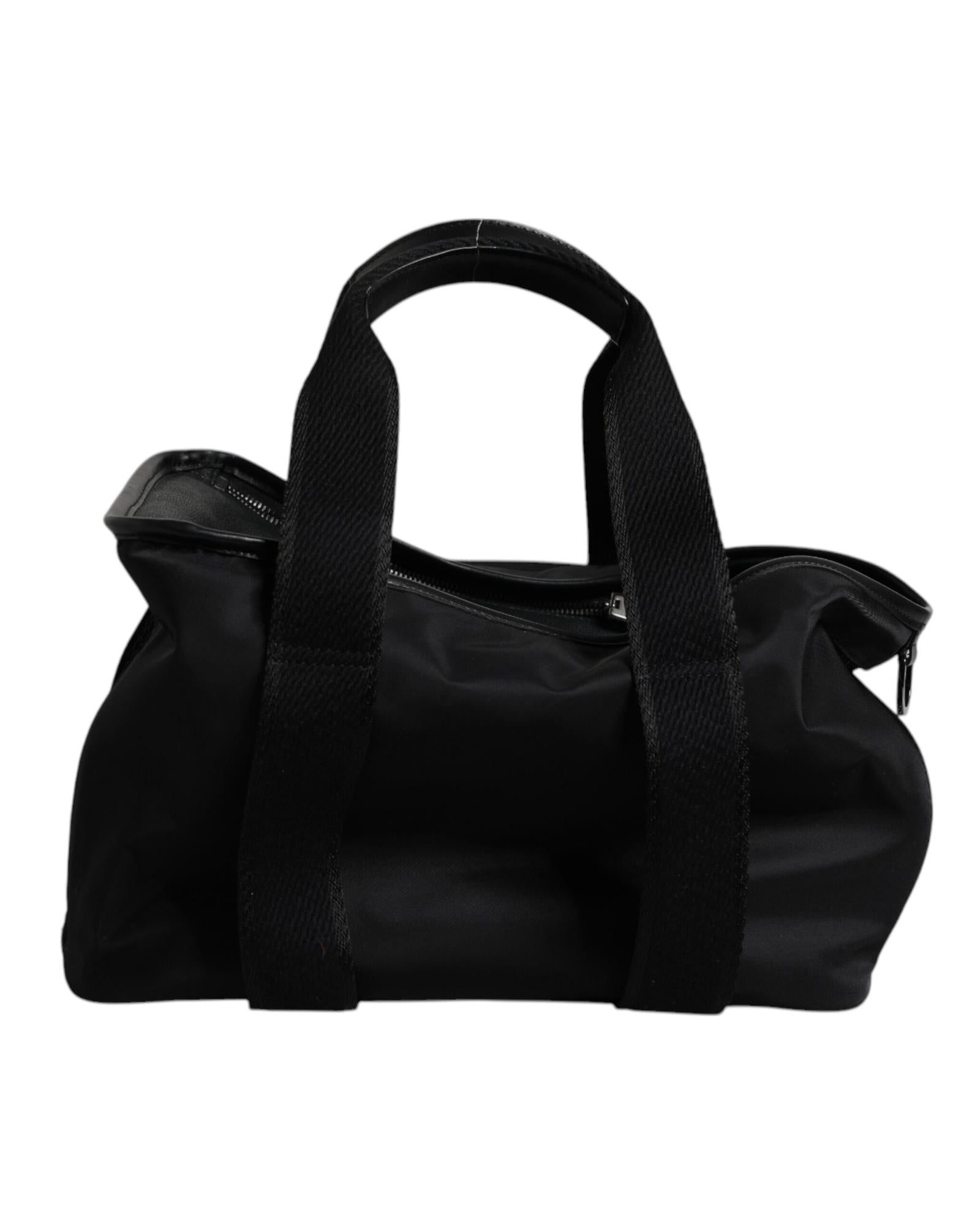 Dolce & Gabbana Nylon Leather Tote Handbag Men Black Bags