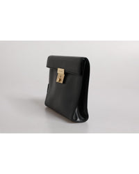Dolce & Gabbana Leather Clutch Twist Lock Men Black Business Bags