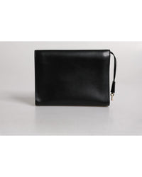 Dolce & Gabbana Leather Clutch Twist Lock Men Black Business Bags