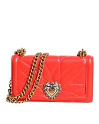 Dolce & Gabbana Sicily Crossbody Quilted Leather Women Red Crossbody Bags ONE SIZE Red
