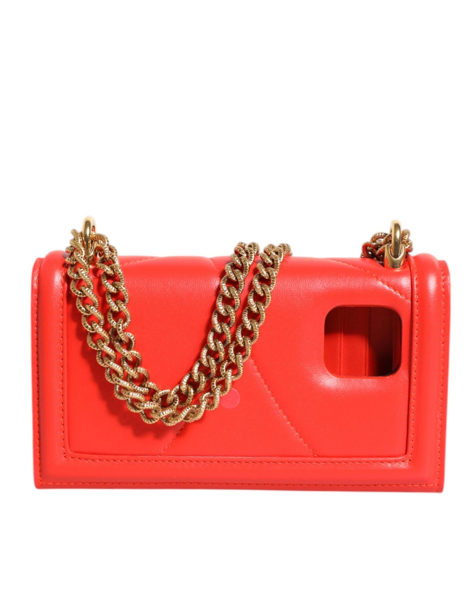 Dolce & Gabbana Sicily Crossbody Quilted Leather Women Red Crossbody Bags