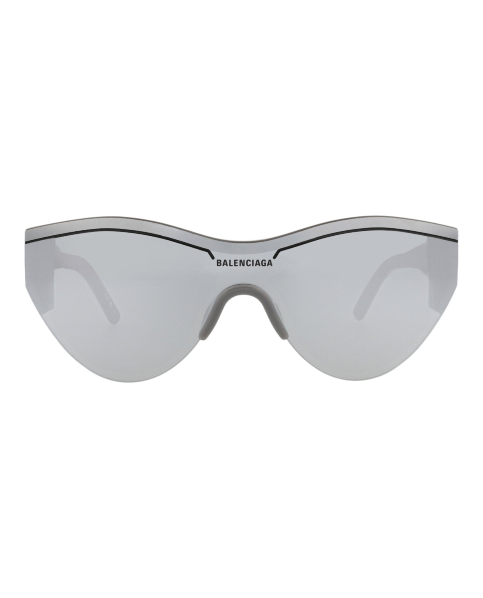 Balenciaga Unisex Shield/Wrap Grey Grey Silver Fashion Designer Eyewear