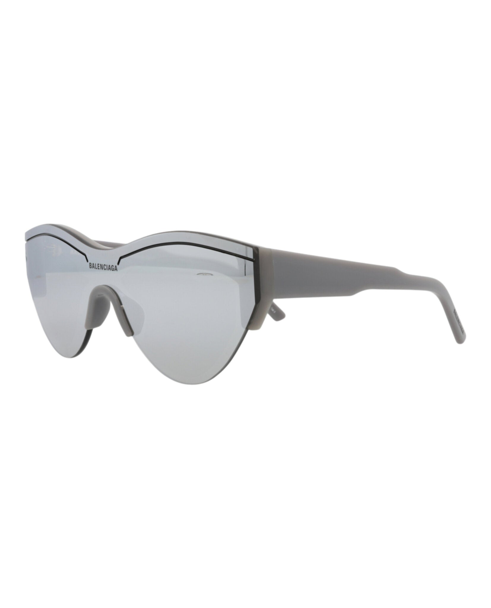 Balenciaga Unisex Shield/Wrap Grey Grey Silver Fashion Designer Eyewear