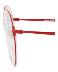 Balenciaga Unisex Round/Oval Red Red Transparent Fashion Designer Eyewear